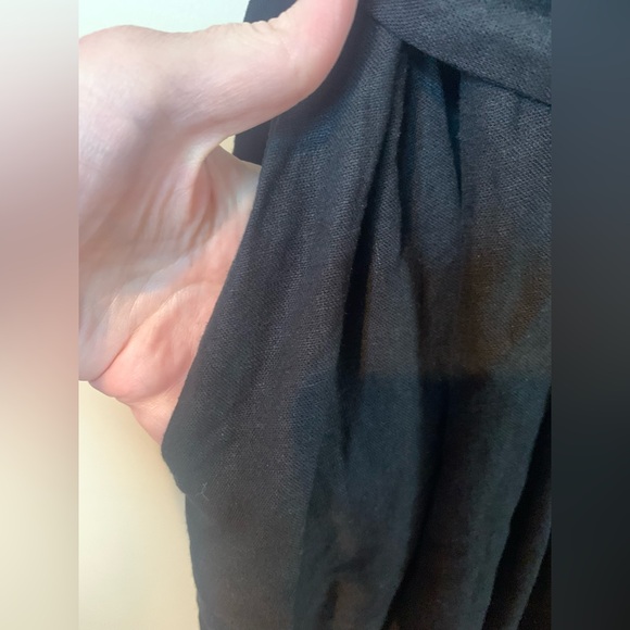 Ave & Viv Black Button Down Linen Midi Dress - Picture 3 of 8